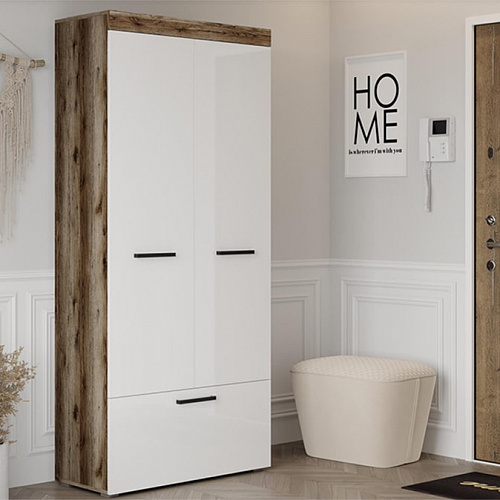 Шкаф Бастон Дуб Делано/Белый гладкий