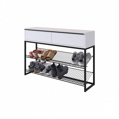 Обувница Крафт 2 черный муар/белый