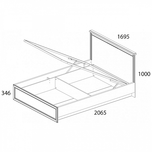 Кровать с подъемным механизмом MONAKO 160 Сосна винтаж/дуб анкона