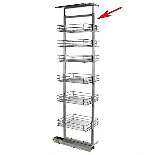 Пенал H=1850-2200х250х480, 6 ярусов модуль 300 плавного закрывания, хром KPTJ012D-300