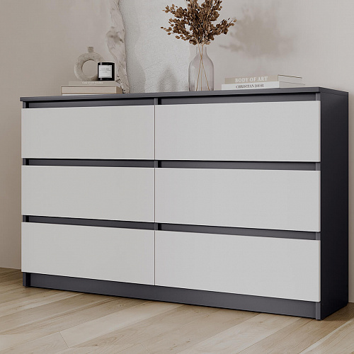 Комод ВЕГА 6Я Графит/Белый гладкий