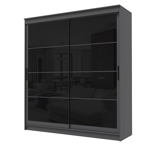Шкаф-купе ГРАНД 1 2,0 Графит/Лакобель черный