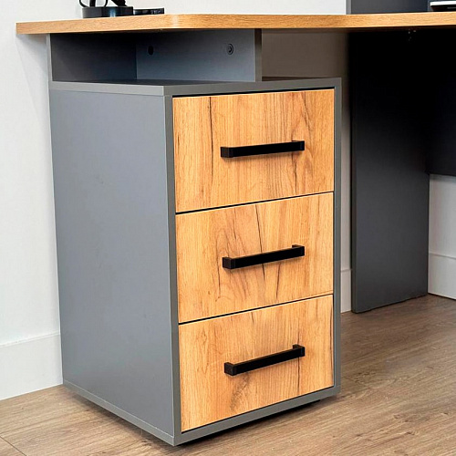 Стол компьютерный Лайт-2 1200 угловой графит/дуб крафт золотой