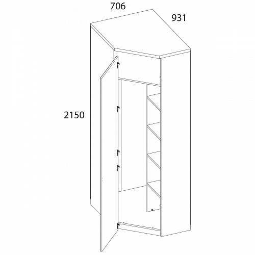 Шкаф угловой TAURUS 1DGL Белый/Дуб вотан