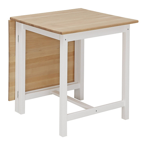 Стол раскладной большой ИДЕЯ массив Бесцветный (Лак)/СНЕГ