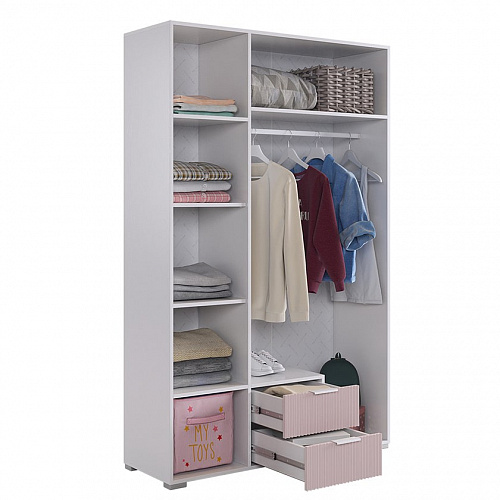 Набор детской мебели Зефир К1 белое дерево/белый муар/пудра розовая (эмаль)