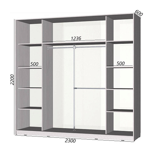 Шкаф-купе Старт 3-дверный без зеркала 2300 (высота 2200, глубина 600)