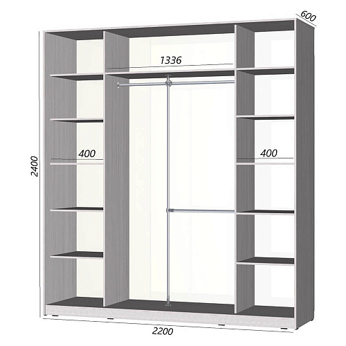 Шкаф-купе Старт 3-дверный МДФ без зеркала 2200 (высота 2400, глубина 600)