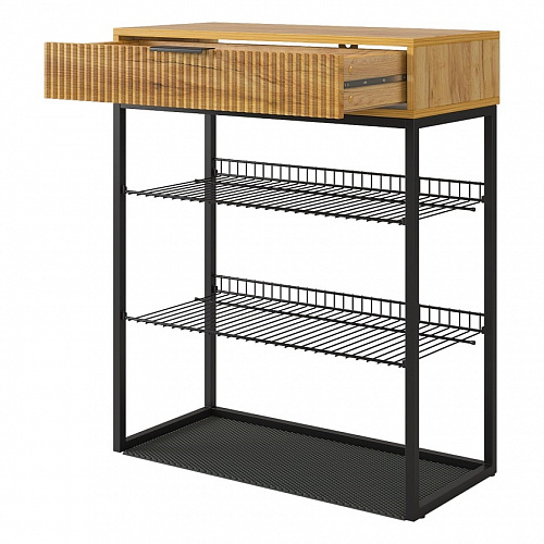 Обувница Вельвет дуб крафт золотой/черный муар