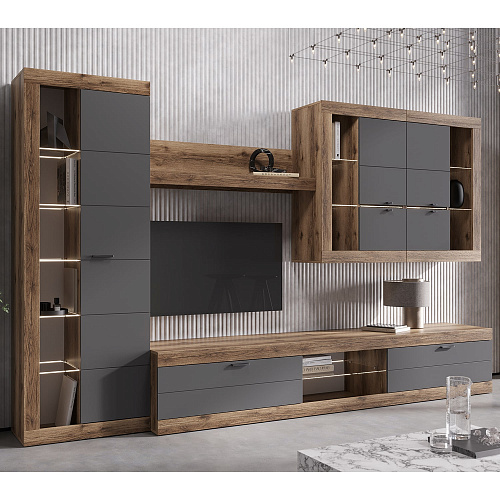 Гостиная ПРАГА №5 Дуб делано/Графит софт