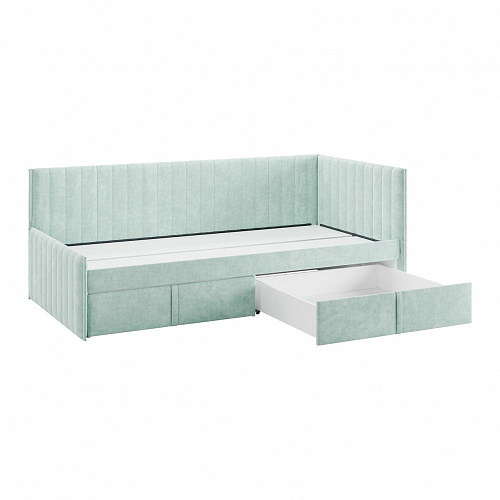 Кровать с ящиками Твикс (Софа) 90х200 мята (велюр)