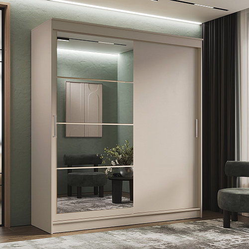 Шкаф-купе ГРАНД 1 2,0 Сатин/Зеркало/Сатин ЛДСП