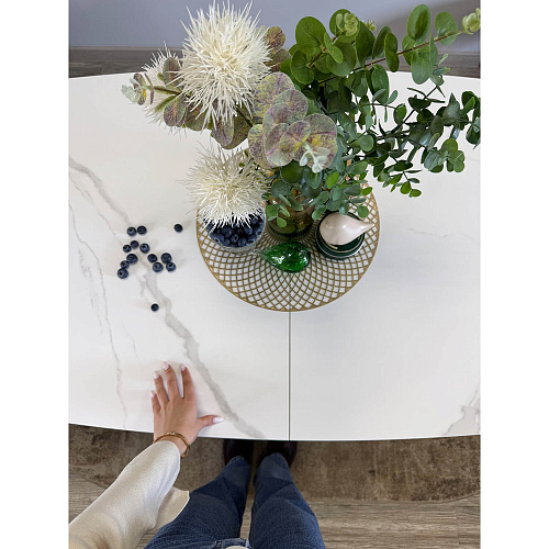 Стол обеденный Kenner AK1400 белый/керамика GLORIA WHITE