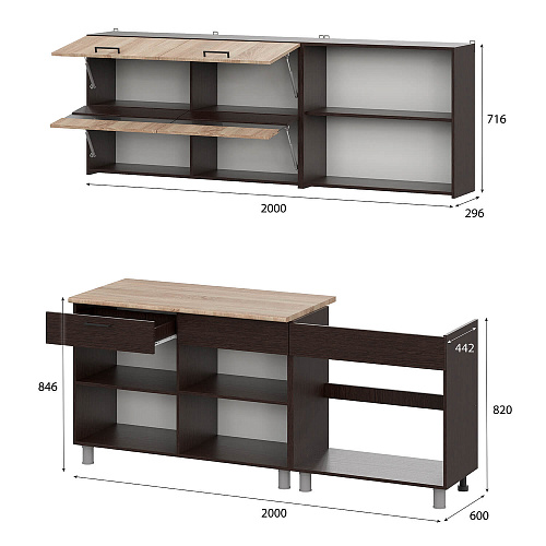 Кухня Босфор 2,0 Дуб Венге/Дуб Сонома