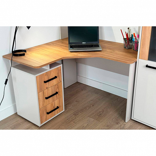 Стол компьютерный Лайт-2 1200 угловой кашемир/дуб крафт золотой