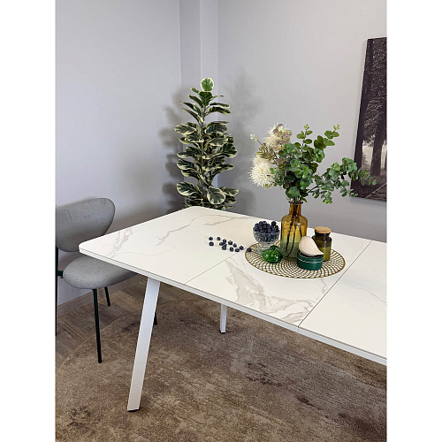 Стол обеденный Kenner AK1200 белый/керамика GLORIA WHITE