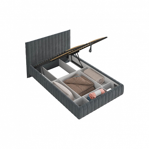 Кровать с подъемным механизмом Твикс 120х200 графит (велюр)