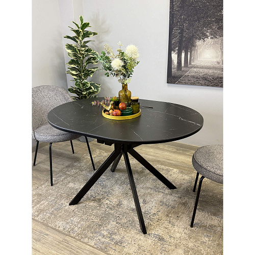 Стол обеденный Kenner DO1200 черный/керамика мрамор черный