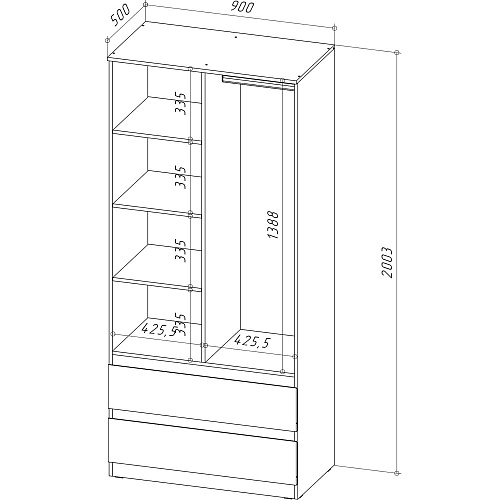 Шкаф НК STERN ШКЯ-2.900 Дуб Вотан