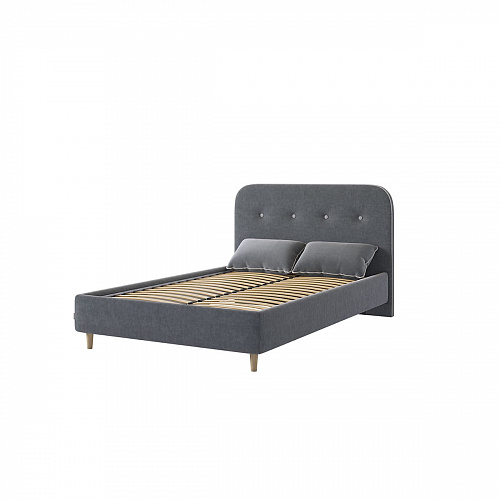 Кровать односпальная Лео 120х200 графит/галька (велюр)