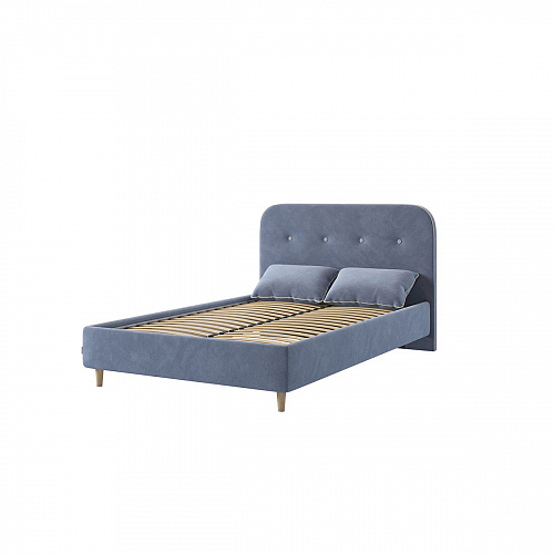 Кровать односпальная Лео 120х200 топаз/галька (велюр)