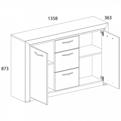 Комод 2D3S OLIVIA Вудлайн крем/дуб анкона
