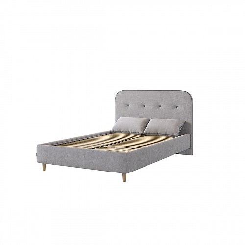 Кровать односпальная Лео 120х200 галька/графит (велюр)