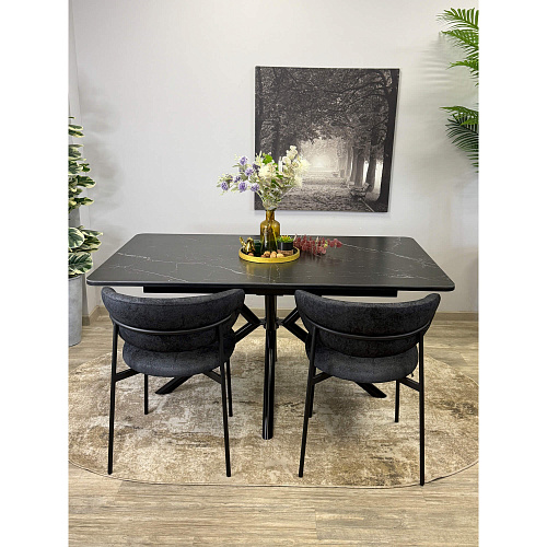 Стол обеденный Kenner DM1550 черный/керамика мрамор черный