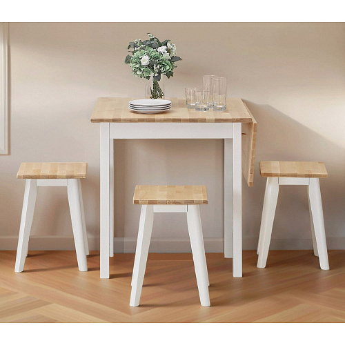 Стол раскладной малый ИДЕЯ массив Бесцветный (Лак)/СНЕГ