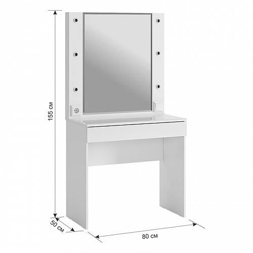 Туалетный столик  Гламур белый/белый глянец
