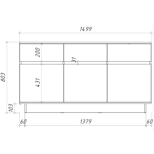Комод НК DIEGO 3Я-3Д Кашемир