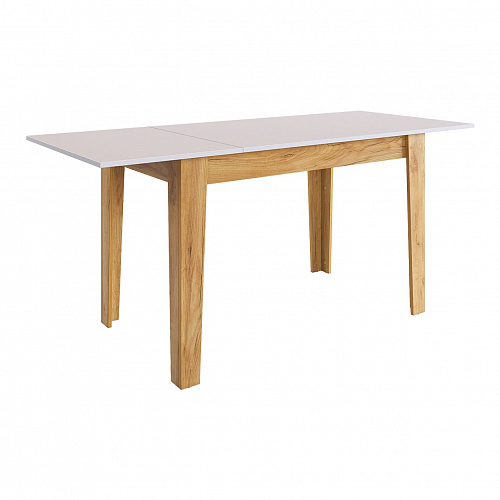 Стол обеденный раздвижной Цезарь белое дерево/дуб крафт золотой