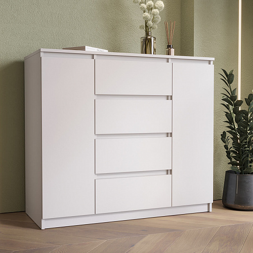 Комод ВЕГА Люкс 2Д-4Я Белый гладкий