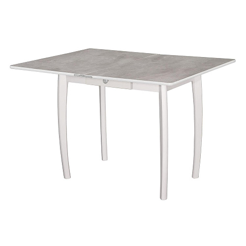 Стол обеденный раскладной нога бочонок Снег/Бетао матовый