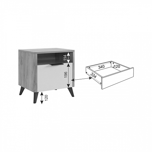 Тумба прикроватная Адам дуб крафт золотой/белое дерево