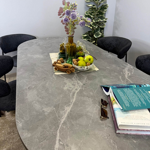 Стол обеденный Kenner LD2000 черный/керамика мрамор серый