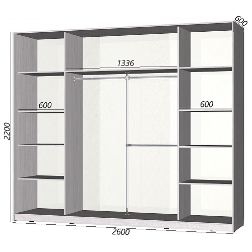 Шкаф-купе Старт 3-дверный без зеркала со вставками 2600 (высота 2200, глубина 600)
