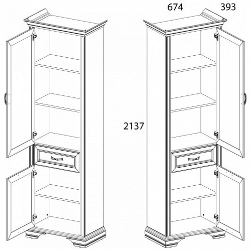 Шкаф 2D1S MONAKO Сосна винтаж/дуб анкона