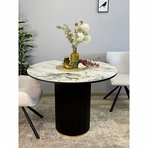 Стол обеденный Kenner LD1000 черный/керамика гранит арктический глянец