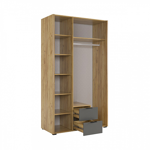 Шкаф трехдверный Адам с зеркалом дуб крафт золотой/графит