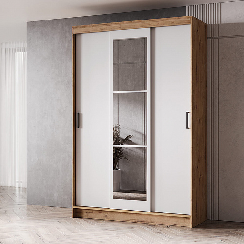 Шкаф-купе БРУНО 6 Дуб Вотан/Белый гладкий