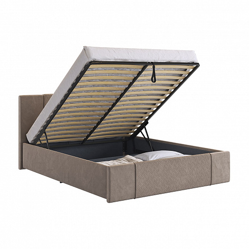 Кровать с подъемным механизмом Хлоя 160х200 латте (велюр)