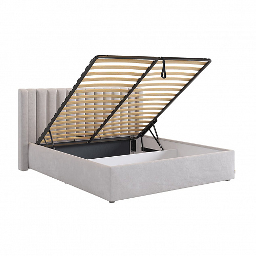 Кровать с подъемным механизмом Ева 160х200 галька (велюр)
