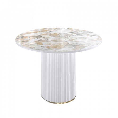 Стол обеденный Kenner LD1000 белый/керамика гранит золотой глянец