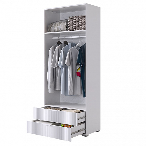 Шкаф двухдверный Зефир 108.01 белое дерево/белый (эмаль)