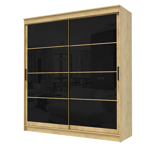 Шкаф-купе ГРАНД 1 2,0 Дуб вотан/Лакобель черный