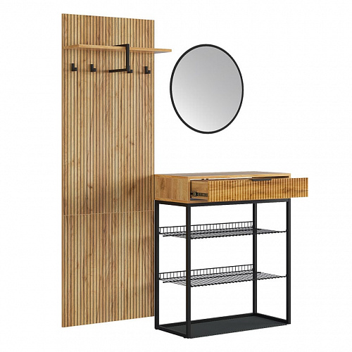 Прихожая К1 дуб крафт золотой/черный муар