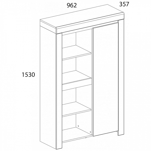 Шкаф-стеллаж TAURUS 1D4N Белый/Дуб вотан