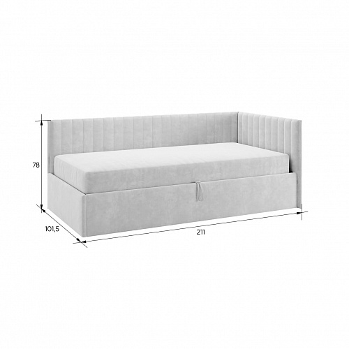 Кровать с подъемным механизмом Твикс (Тахта) 90х200 графит (велюр)