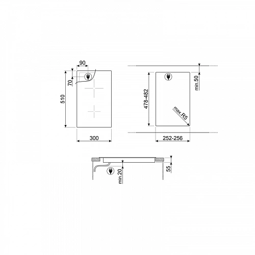 Встраиваемые индукционные панели SMEG SI2321D